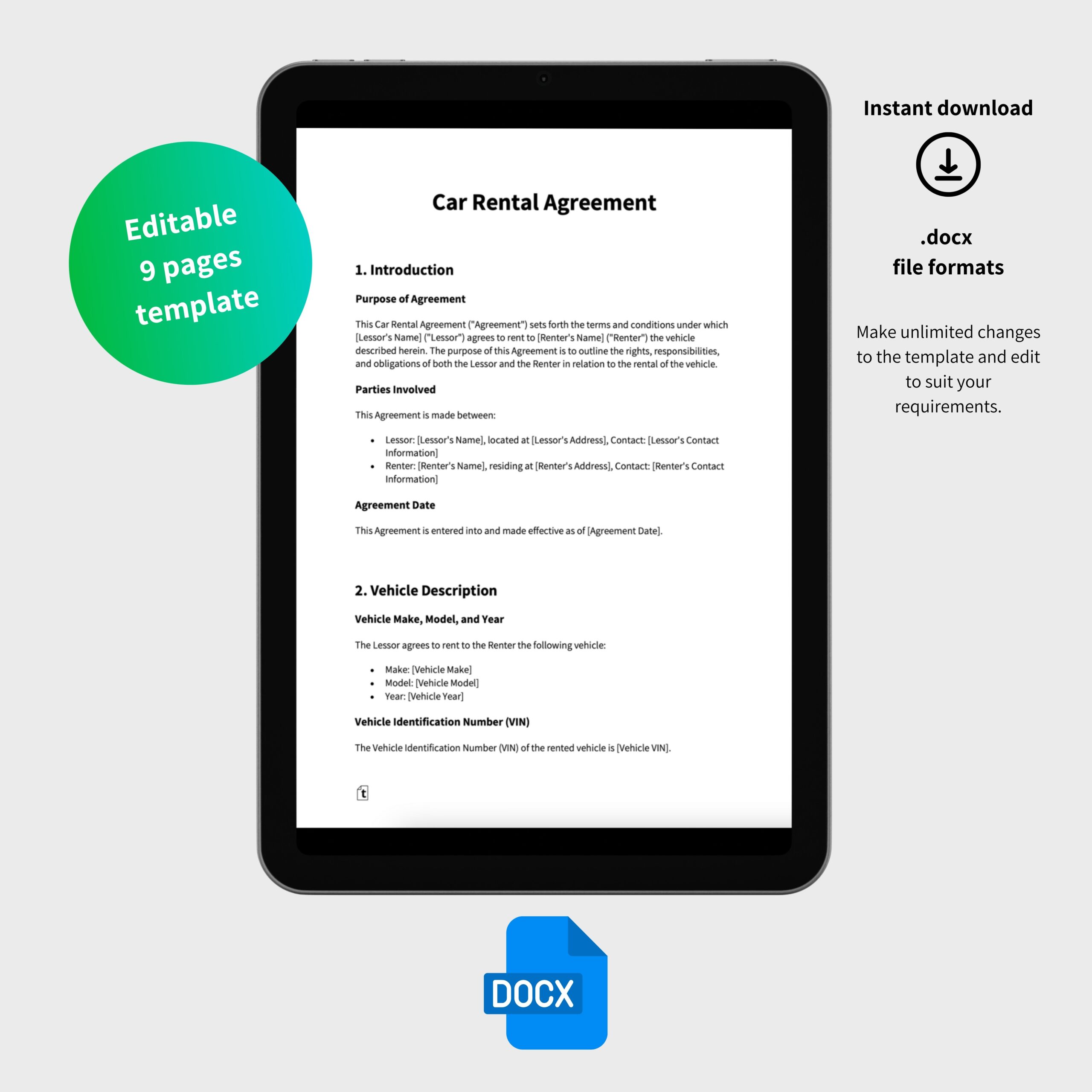 Car Rental Agreement Template - Image 2