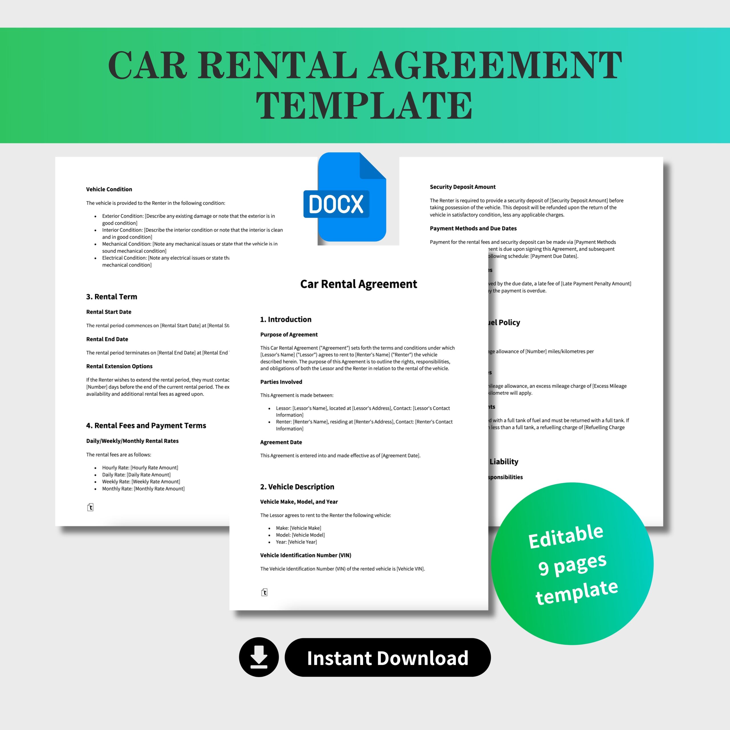 Car Rental Agreement Template - Image 3